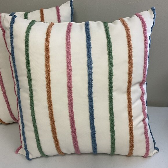 Room Essentials Decorative Pillow Multicolor Stripe 18in X 18in Set Of 2 - Picture 2 of 6